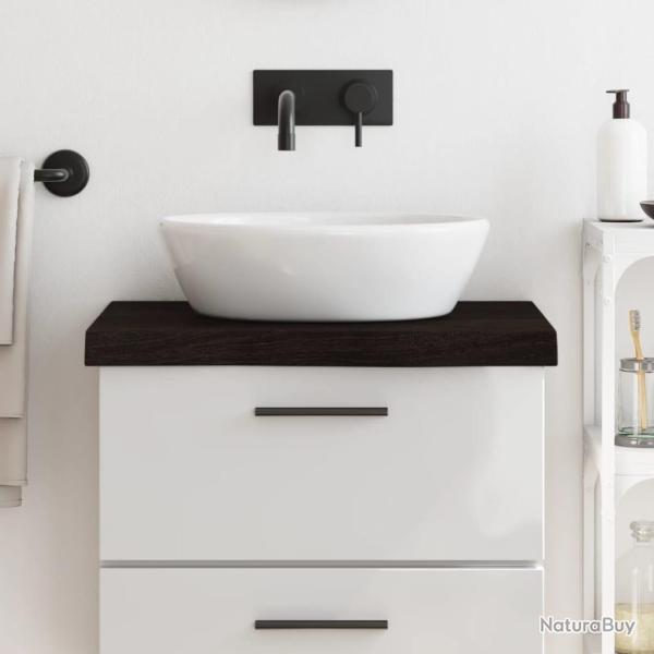 Comptoir de salle de bain marron fonc� bois massif trait�
