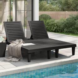 Chaise longue double noir 155x138x83 cm polypropyl&egrave;ne