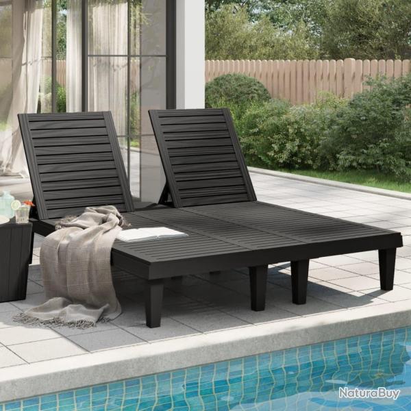 Chaise longue double noir 155x138x83 cm polypropyl�ne