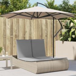 Chaise longue double avec coussins beige r&eacute;sine tress&eacute;e