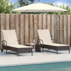 Chaises longues avec coussins lot de 2 noir r&eacute;sine tress&eacute;e
