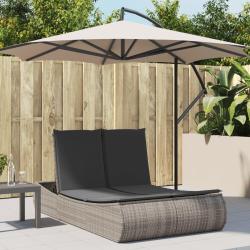 Chaise longue double avec coussins gris r&eacute;sine tress&eacute;e