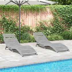 Chaises longues lot de 2 gris 184x55x64 cm bois massif acacia