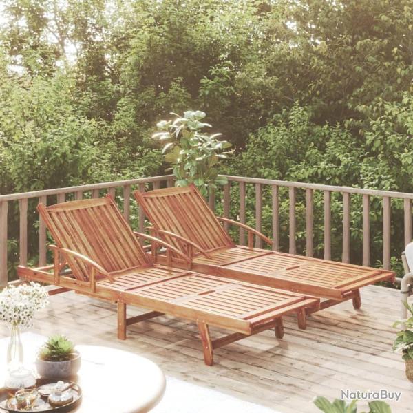 Chaises longues lot de 2 Bois d'acacia solide