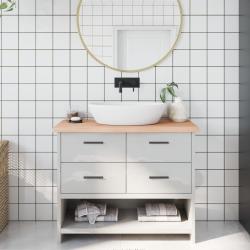 Comptoir de salle de bain 100x30x(2-4)cm bois massif non trait&eacute;