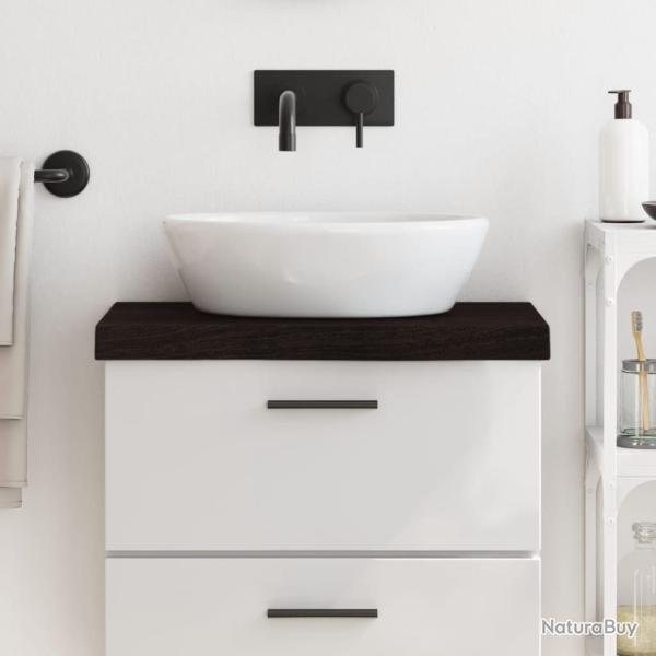 Comptoir de salle de bain marron fonc� bois massif trait�