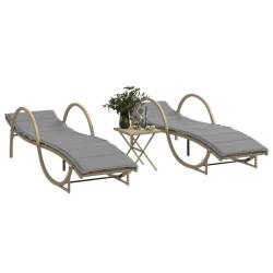 Chaises longues lot de 2 avec table beige r&eacute;sine tress&eacute;e