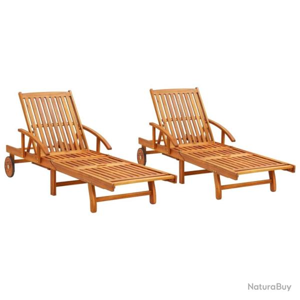 Chaises longues lot de 2 Bois d'acacia solide