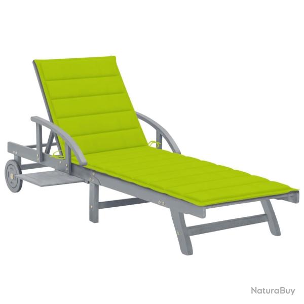 Chaise longue de jardin avec coussin Bois d'acacia solide