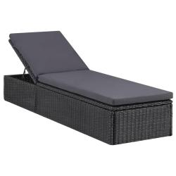 Chaise longue R&eacute;sine tress&eacute;e Noir et gris fonc&eacute;