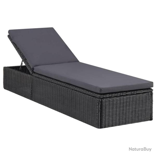Chaise longue R�sine tress�e Noir et gris fonc�