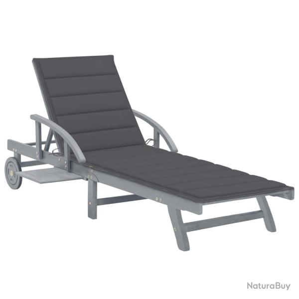 Chaise longue de jardin avec coussin Bois d'acacia solide