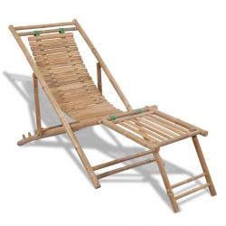 Chaise de terrasse d'ext&eacute;rieur avec repose-pied Bambou