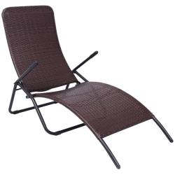 Chaise longue pliable r&eacute;sine tress&eacute;e marron