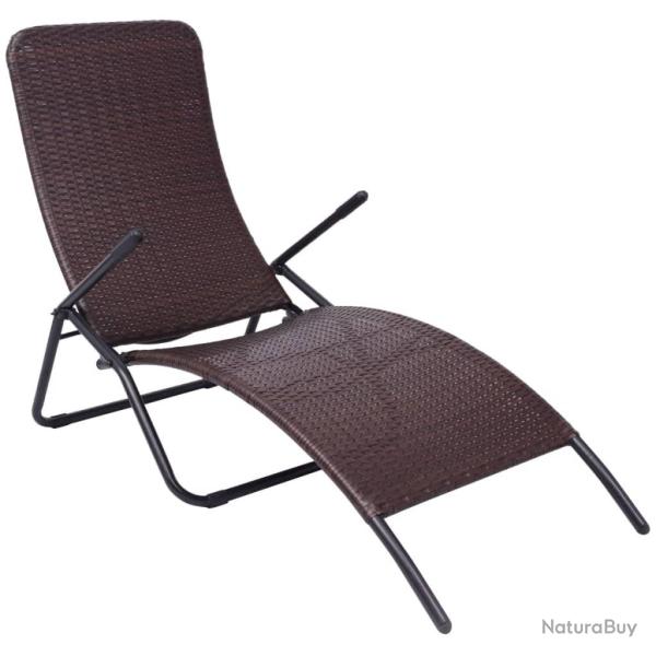 Chaise longue pliable r�sine tress�e marron