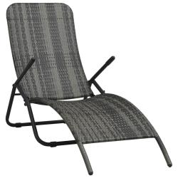 Chaise longue pliable R&eacute;sine tress&eacute;e Gris
