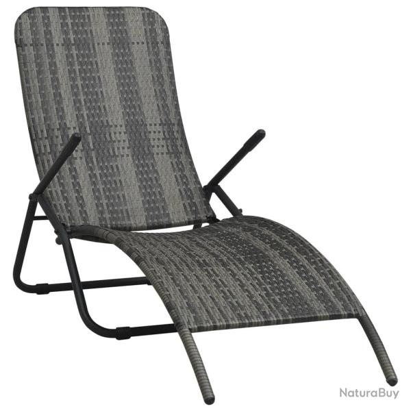 Chaise longue pliable R�sine tress�e Gris