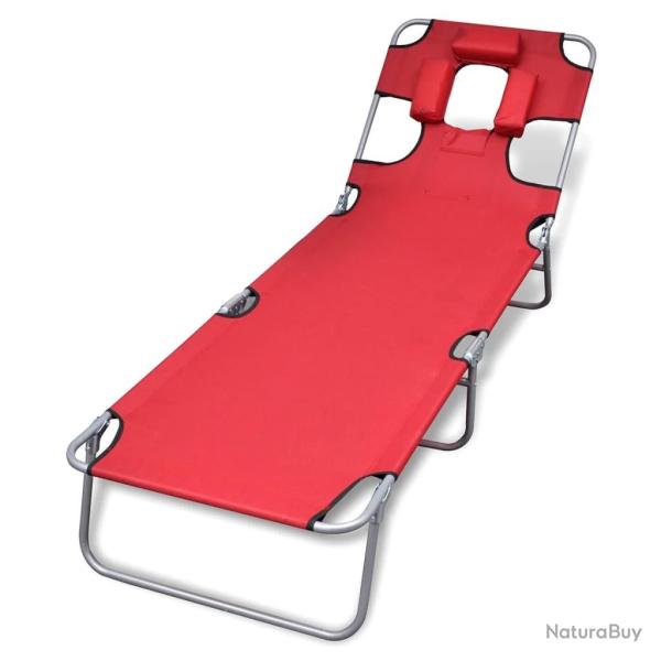 Chaise longue avec coussin de t�te Acier enduit de poudre Rouge