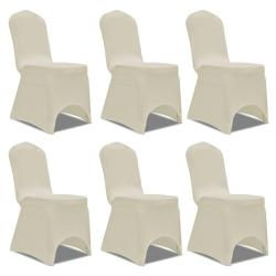 Housse cr&egrave;me extensible pour chaise 6 pi&egrave;ces alsavelo