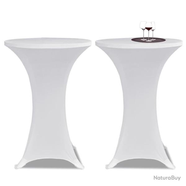 Housse de table � 70 cm Blanc extensible 2 pcs alsavelo