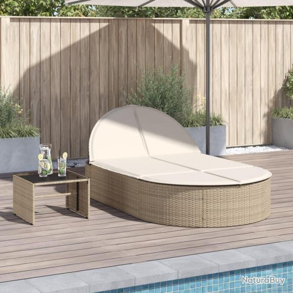 Chaise longue double avec coussins beige r�sine tress�e