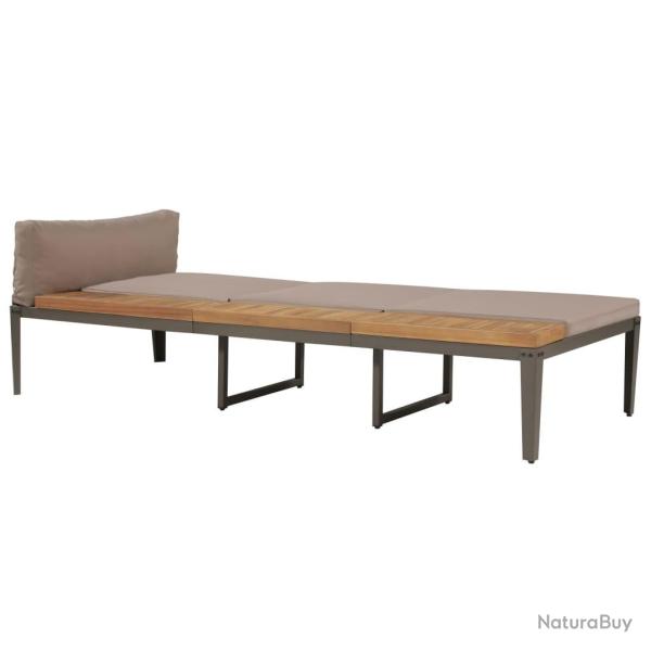 Chaise longue avec coussins Bois d'acacia solide Marron