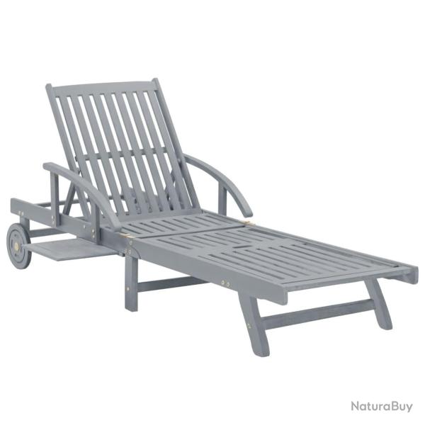 Chaise longue de jardin Gris Bois d'acacia solide