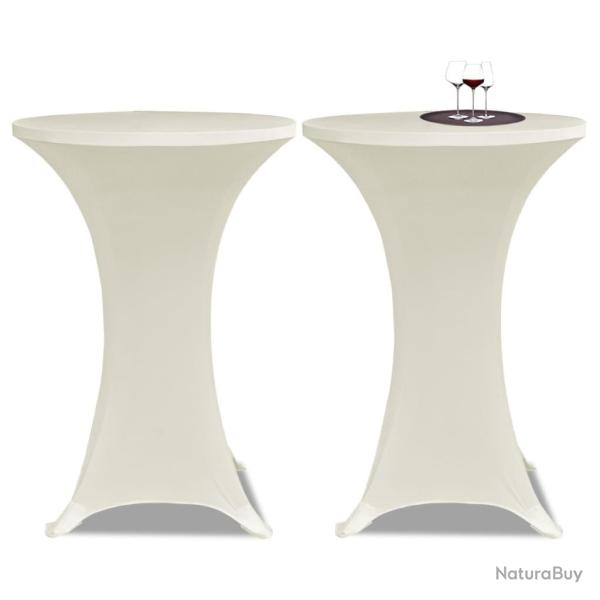Housse de table � 60 cm Cr�me extensible 2 pcs
