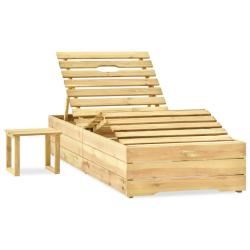 Chaise longue avec table Bois de pin impr&eacute;gn&eacute; de vert
