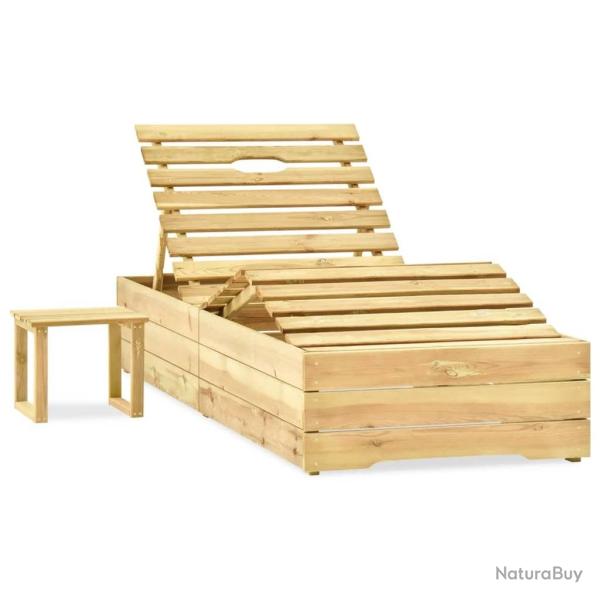 Chaise longue avec table Bois de pin impr�gn� de vert
