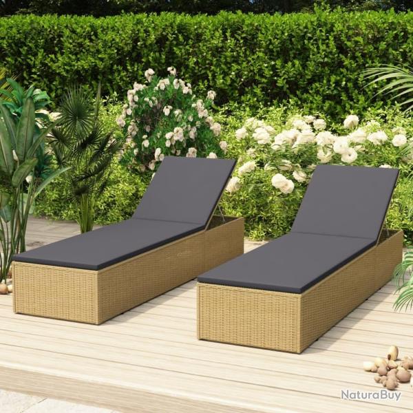 Chaise longue R�sine tress�e Marron et gris fonc�