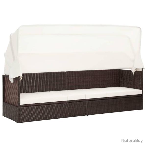 Canap� de jardin avec auvent R�sine tress�e Marron