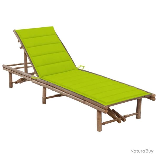 Chaise longue de jardin avec coussin Bambou