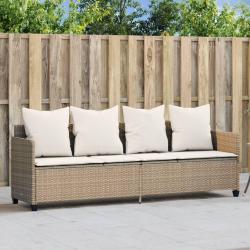 Chaise longue avec coussins beige r&eacute;sine tress&eacute;e