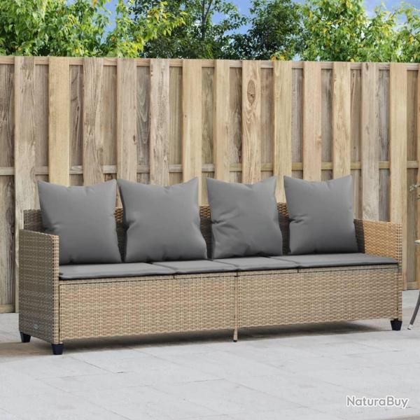 Chaise longue avec coussins beige r�sine tress�e