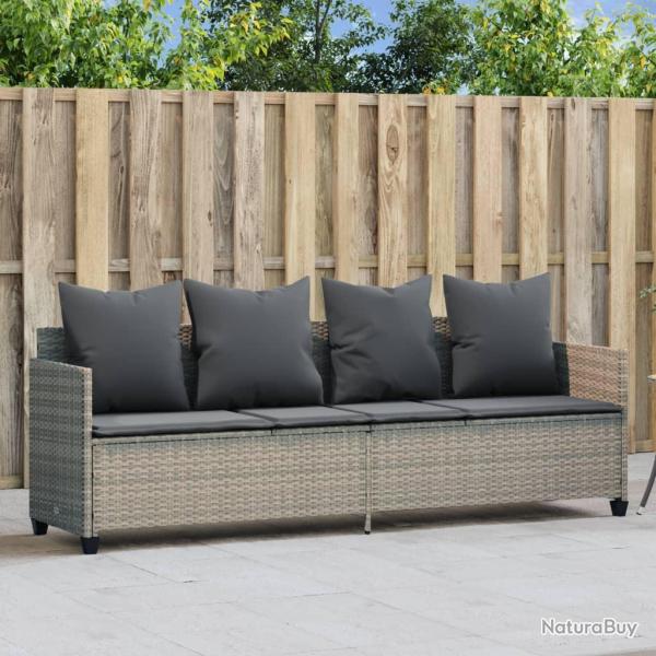 Chaise longue avec coussins gris clair r�sine tress�e