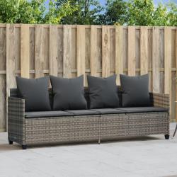 Chaise longue avec coussins gris r&eacute;sine tress&eacute;e
