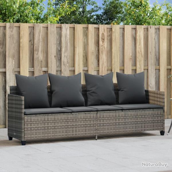 Chaise longue avec coussins gris r�sine tress�e