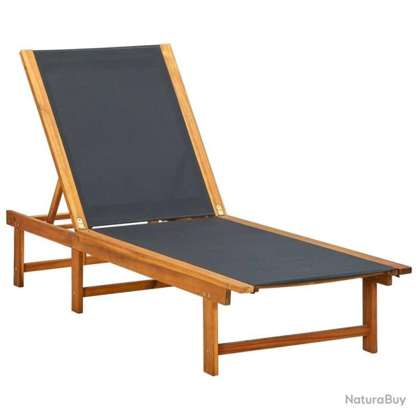 Chaise longue Bois d'acacia solide et textil�ne