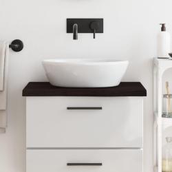 Comptoir de salle de bain marron fonc&eacute; bois massif trait&eacute;