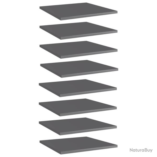 Panneaux de biblioth�que 8 pcs gris brillant bois d'ing�nierie alsavelo