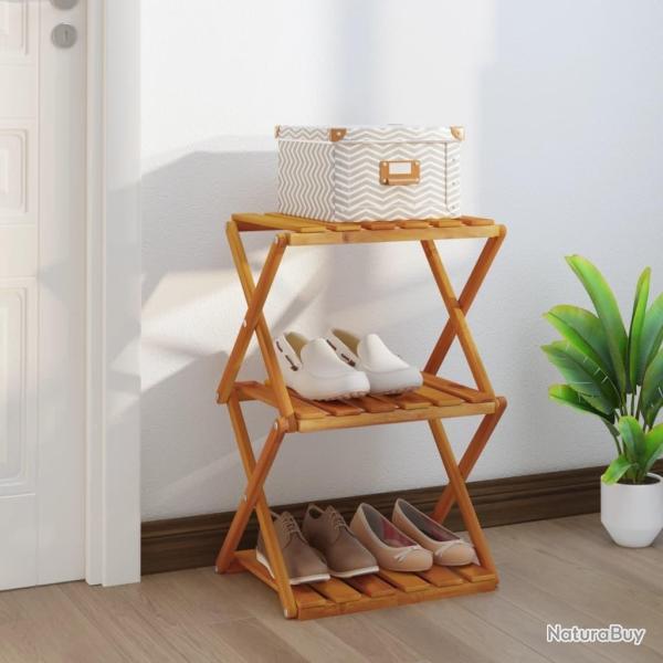 �tag�re pliable � 3 niveaux Marron 43x31x63 cm Bois d'acacia alsavelo