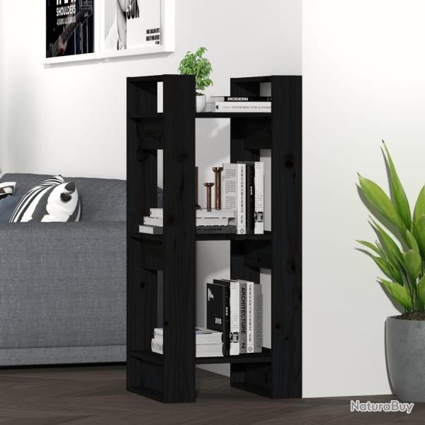 Biblioth�que/S�parateur de pi�ce Noir 41x35x91 cm Pin solide alsavelo