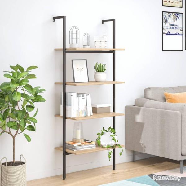 �tag�re inclin�e � 4 niveaux Marron clair et noir 64x35x152,5cm alsavelo