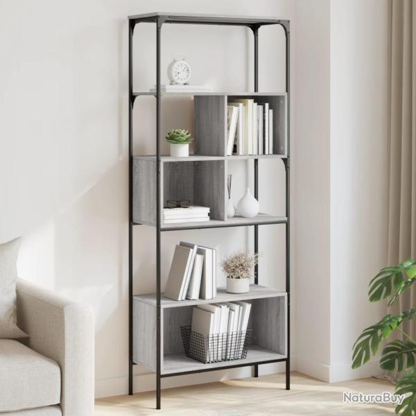 Biblioth�que 5 niveaux sonoma gris 76x33x188,5 cm