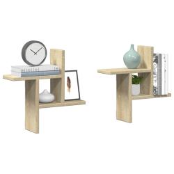 &Eacute;tag&egrave;res murales 2pcs ch&ecirc;ne sonoma 38x12x38cm bois d'ing&eacute;nierie alsavelo