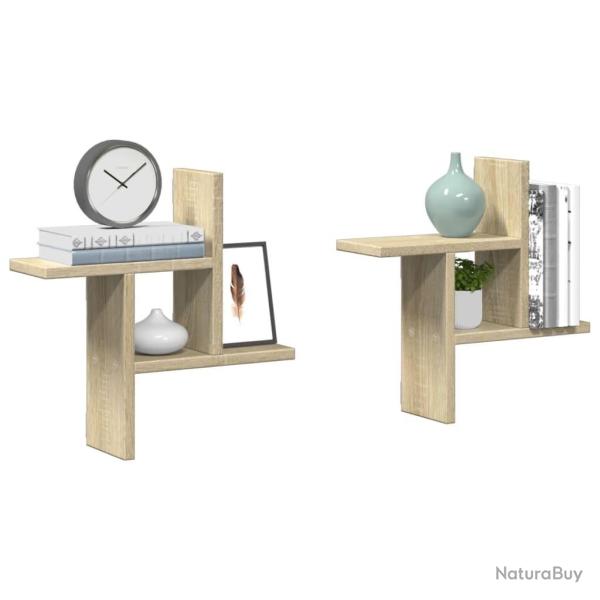 �tag�res murales 2pcs ch�ne sonoma 38x12x38cm bois d'ing�nierie alsavelo