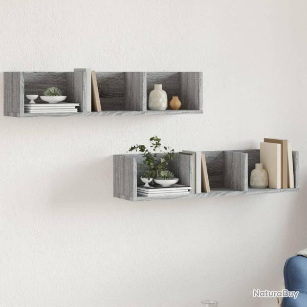 Armoires murales 2pcs sonoma gris 75x18x16,5 cm bois ing�nierie alsavelo