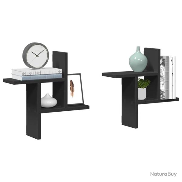 �tag�res murales 2 pcs noir 38x12x38 cm bois d'ing�nierie alsavelo