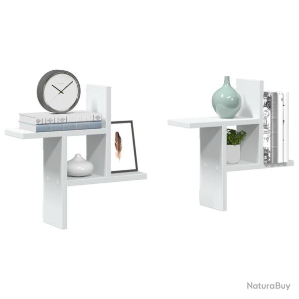 �tag�res murales 2 pcs blanc 38x12x38 cm bois d'ing�nierie alsavelo